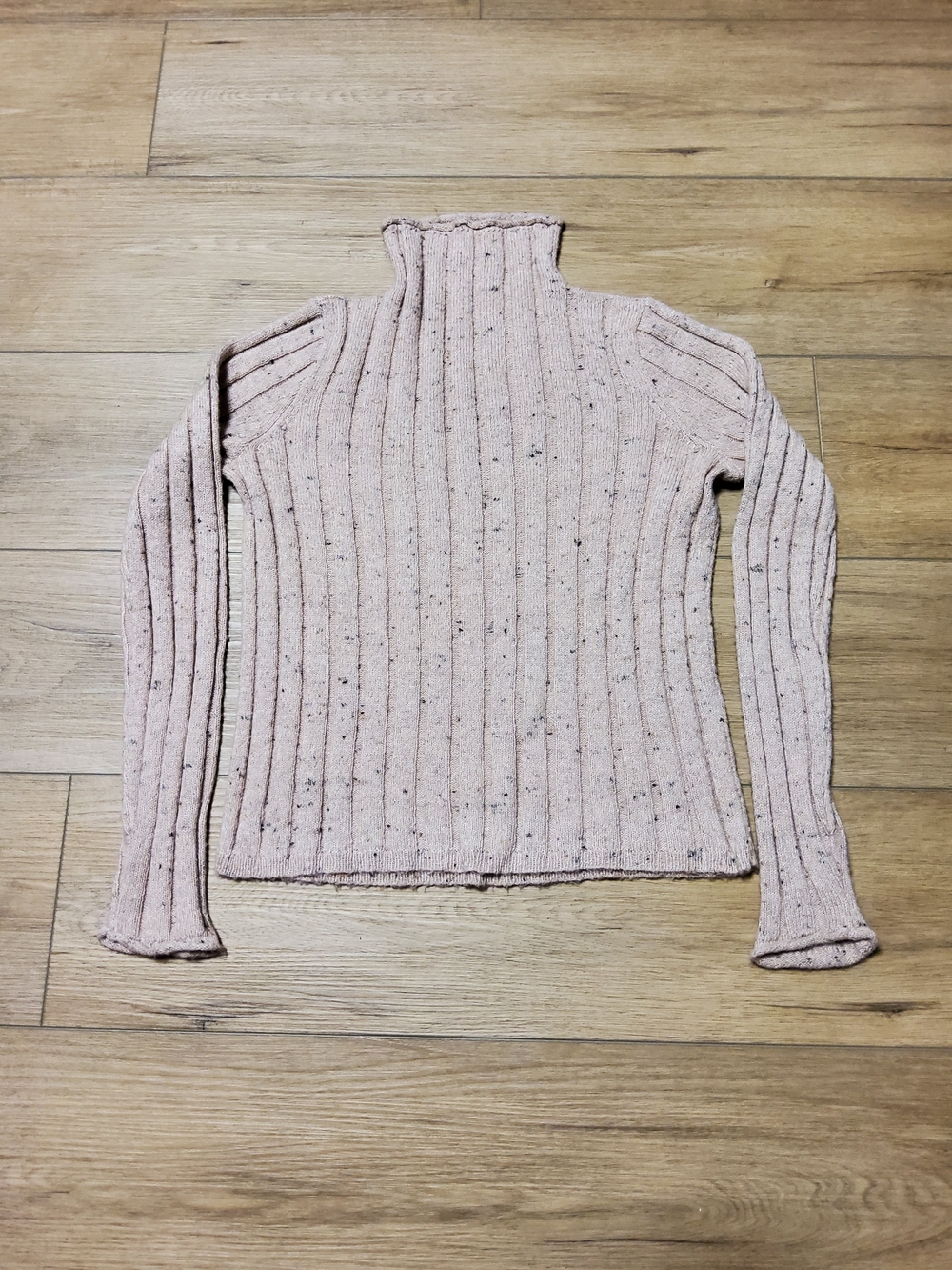 Madewell Pink Speckled Ribbed Turtleneck Sweater